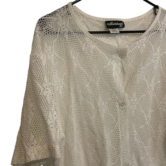 Madalana White and Black Eyelet Full Button Cover Up - Picture 2 of 14